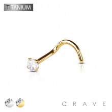 IMPLANT GRADE SOLID TITANIUM NOSE SCREW (FISH HOOK) WITH PRONG SET CZ